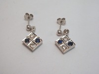White gold sapphire and diamond drop earrings