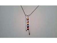 White gold rainbow pendant - they are all sapphires!