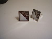 Silver cufflinks inlaid with mother of pearl and hand engraved