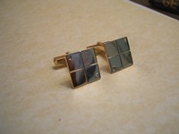 9ct yellow and white gold cufflinks made from customers old gold rings with 2 diamonds set in each also from an old ring