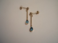 Blue Topaz drop earrings in 9ct yellow gold