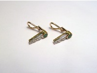 Emerald and diamond yellow and white gold clip earrings