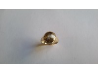 Ladies yellow gold shell signet ring