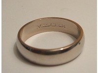 Palladium wedding ring, hand engraved on inside