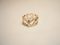 Yellow gold diamond set open heart wedding ring