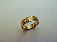 Yellow and white brush finished gents wedding ring