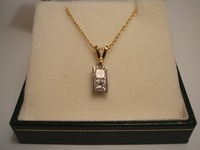 18ct Yellow & White gold pendant set with 2 Princess cut diamonds