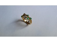 18ct gold emerald and diamond ring made using stones from the brooch