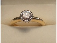 18ct yellow and white gold handmade diamond single stone