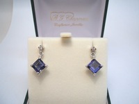 18ct white gold tanzanite and diamond earrings