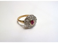 18ct ruby and diamond cluster ring